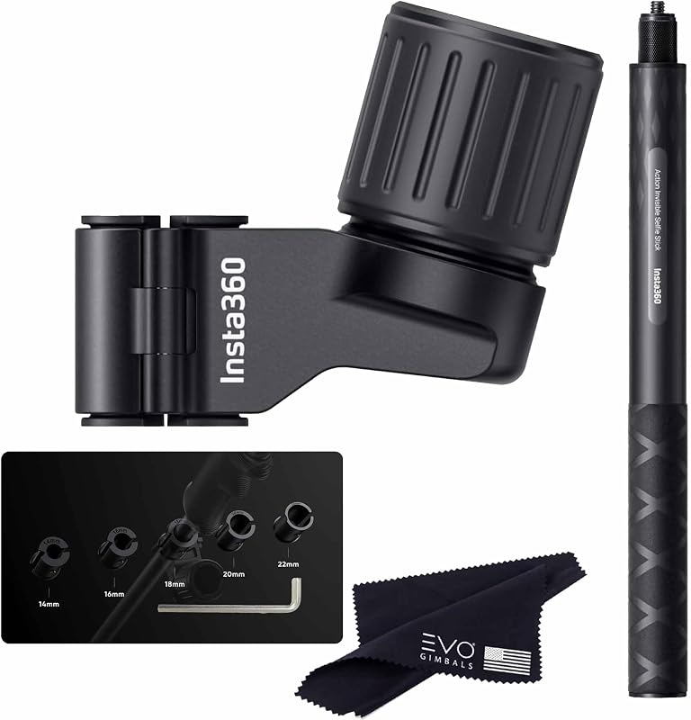 Soporte para bastón de esquí para cámaras de acción, compatible con Insta360 X5/X4 Air/X4/X3/ ACE/ACE PRO2/X2, GoPro Hero13/12/11/MAX2, DJI OSMO 360 Action 6/5/4Soporte para bastón de esquí con palo selfie de acción