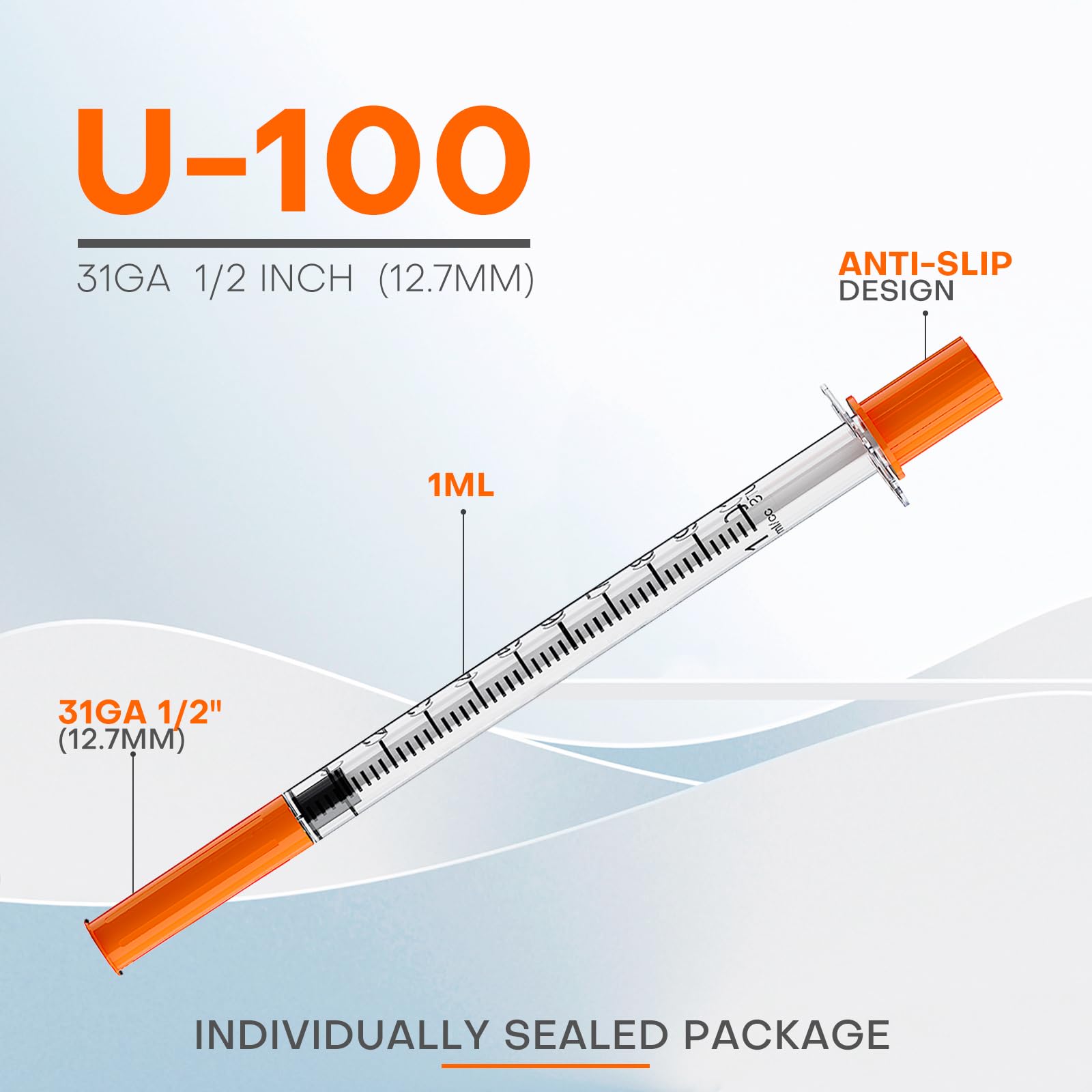 100Pcs 1mL/cc Syringe with 31G x 1/2" (12.7mm) Needles, — Amazon image 3