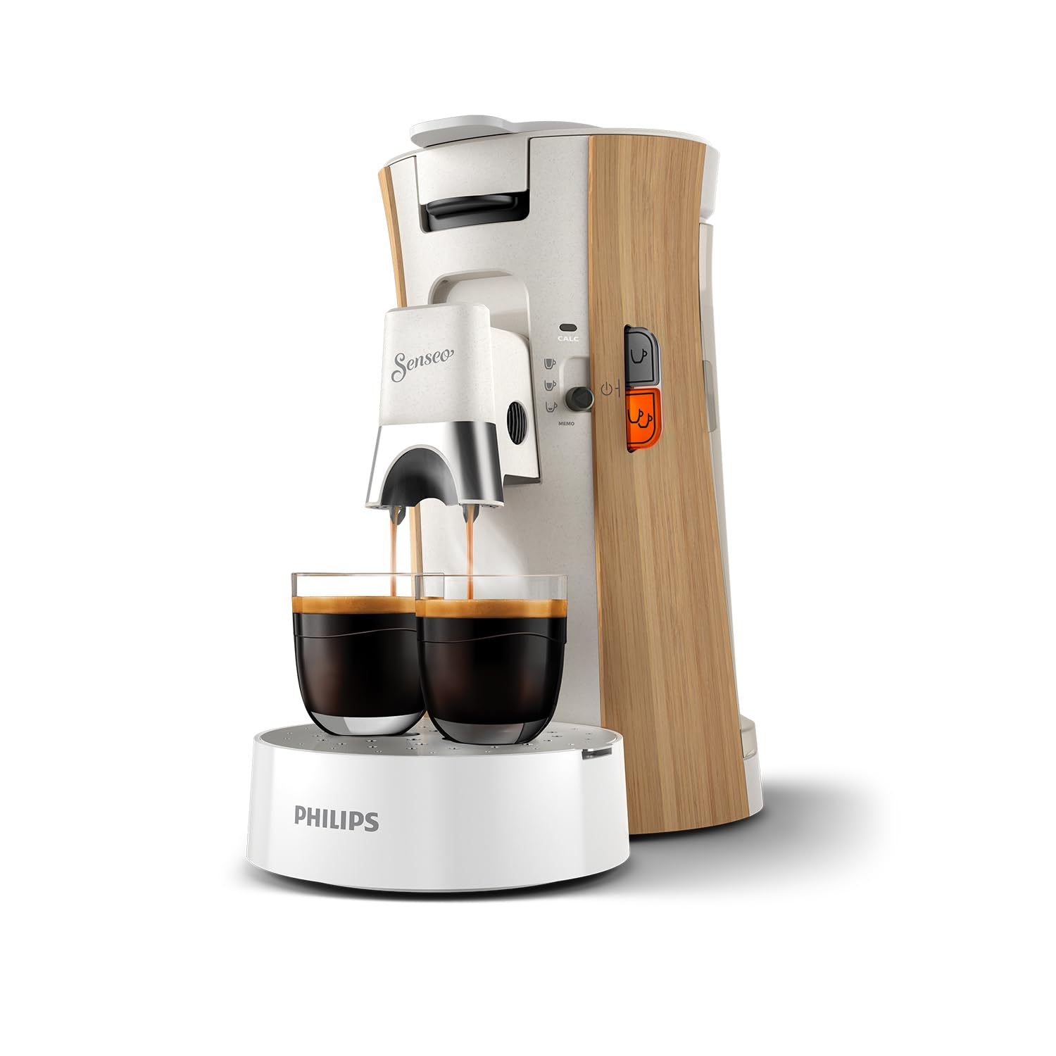 Philips Senseo Select Kaffeepadmaschine – Intensität Plus, Memo-Funktion, Crema Plus, 37% biobasiertem Kunststoff, Seidenweiß (CSA240/05)