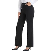 Womens Straight Leg Work Dress Pants High Waist Business Casual Slacks