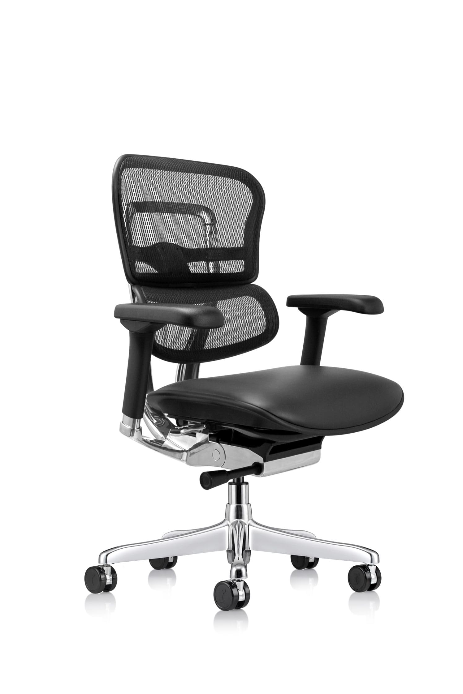 Eurotech Seating Ergohuman Mid Leather Seat/Mesh Back Swivel Chair, Black