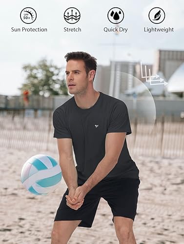 Miniatura 5 de VAYAGER Camiseta de natación para hombre con protección solar UPF 50+, secado rápido, camiseta de manga corta para surf, pesca, playa