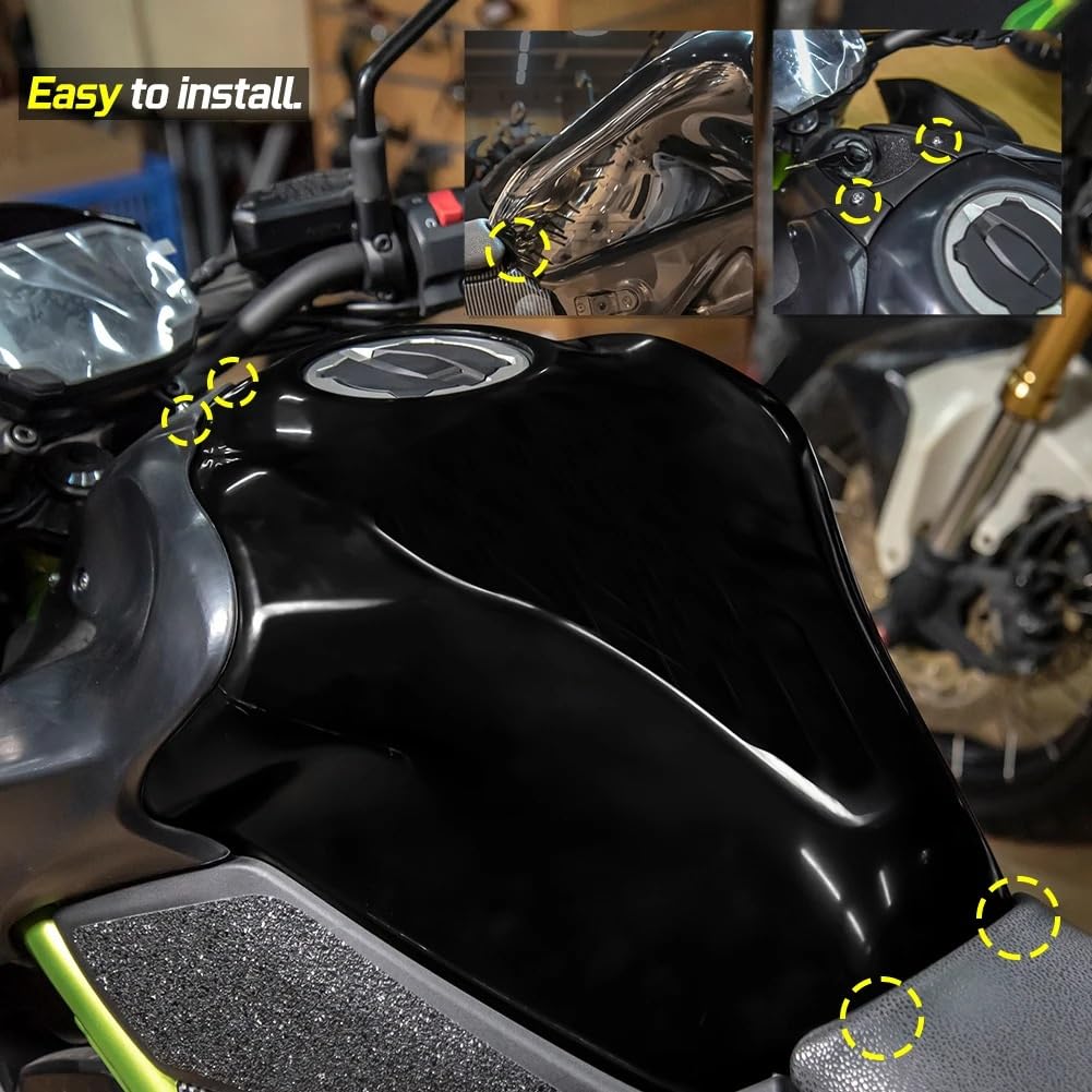 Płyta ochronna zbiornika Pasuje do Z900 2017-2024 2019 osłona zbiornika gazu Protector akcesoria z tworzywa ABS motocykl zbiornik paliwa Fairing(Glossy black)