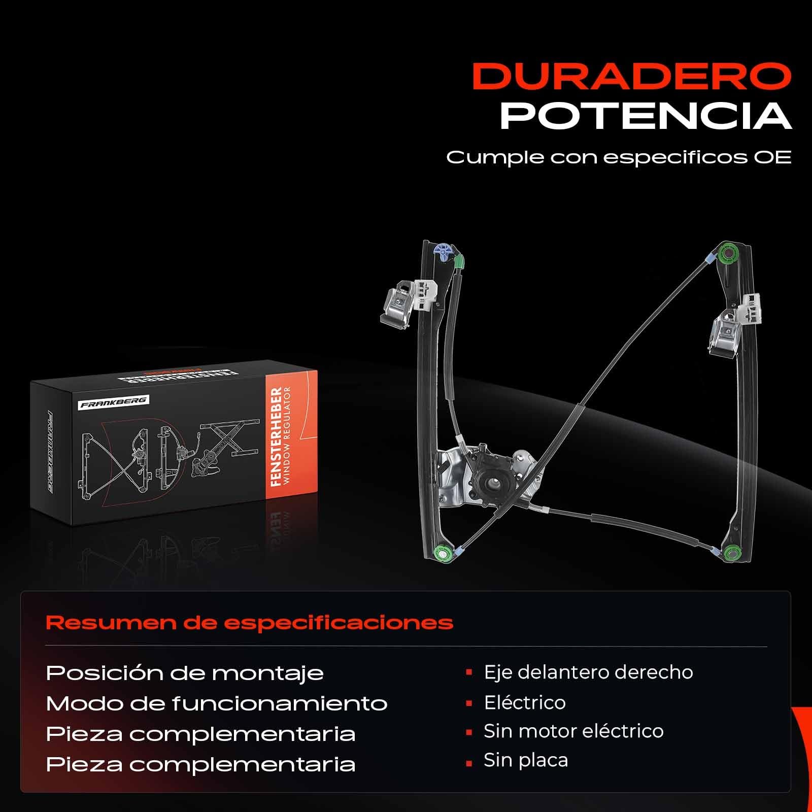 Frankberg Elevalunas Eléctrico sin Motor 4/5-Puerta Parte delantera derecha Compatible con Polo 6N1 1994-1999 Polo 6N2 1999-2001 Hatchback Replace# 6N4837462