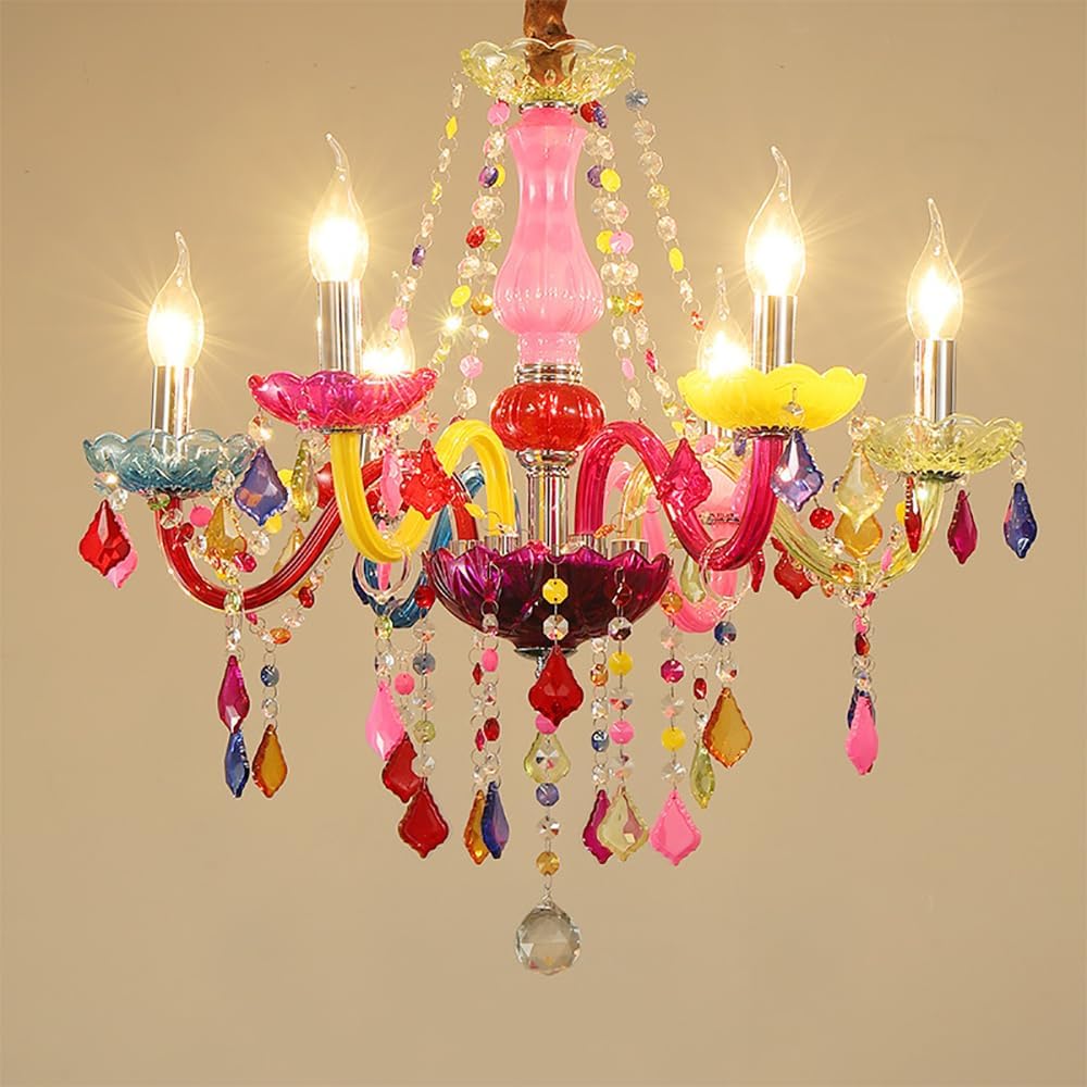 Lustre en cristal coloré de style européen à 18 lumières pour un intérieur prestigieux