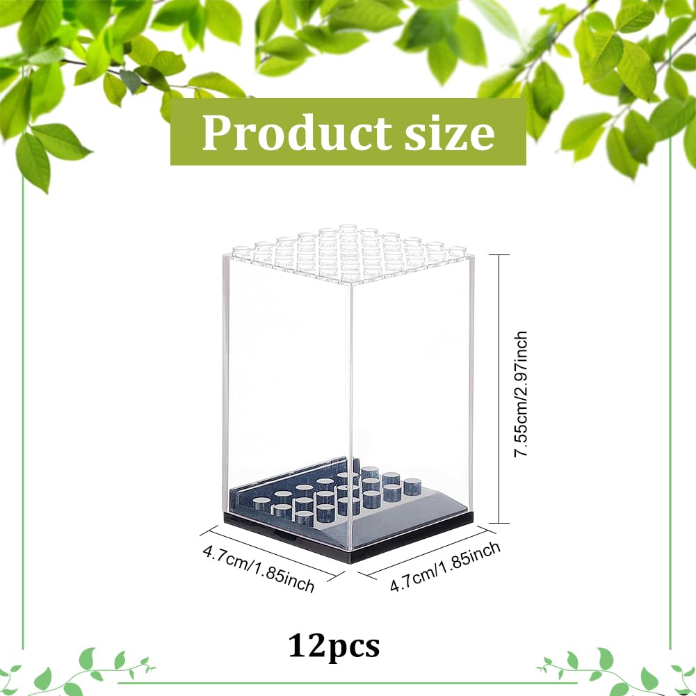 FINGERINSPIRE 16x16x30.5cm Clear Acryl Vitrine Zelfassemblage Rechthoek Acryl Dozen voor Display Stofdichte Bescherming Showcase met Zwarte Basis Opbergdoos voor Actiefiguren Collectibles