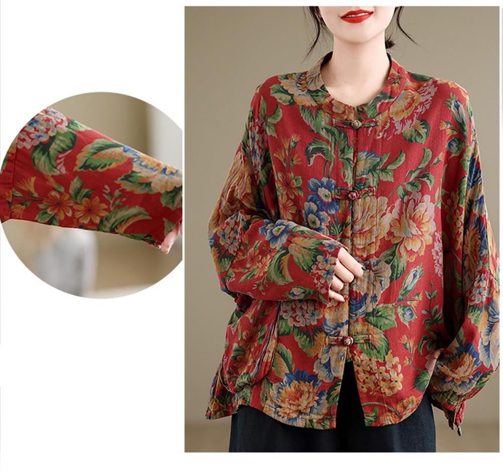 Chemise Hanfu mi-longue pour femme avec boutons grenouille rétro printemps automne