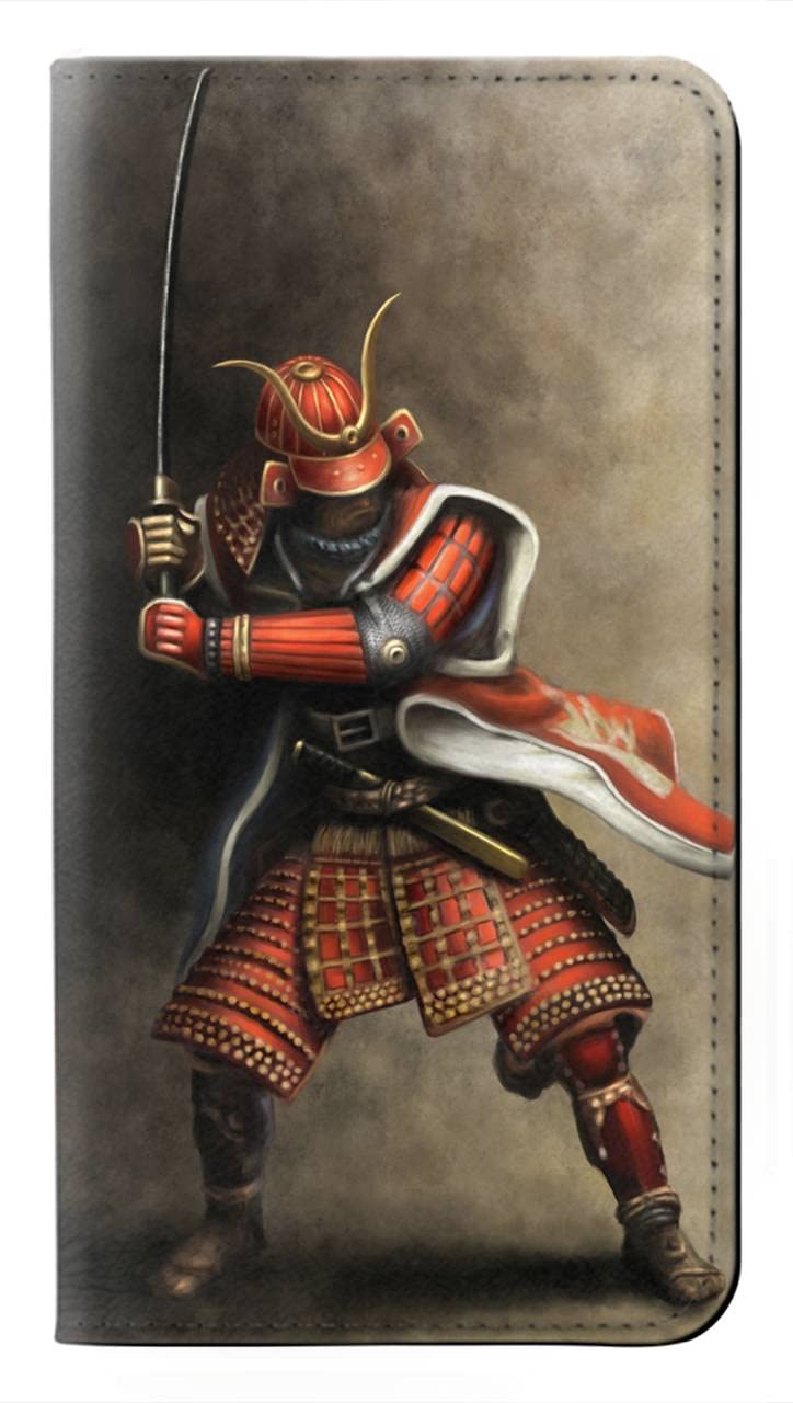 RW0796 Japan Red Samurai PU Leather Flip Case Cover for