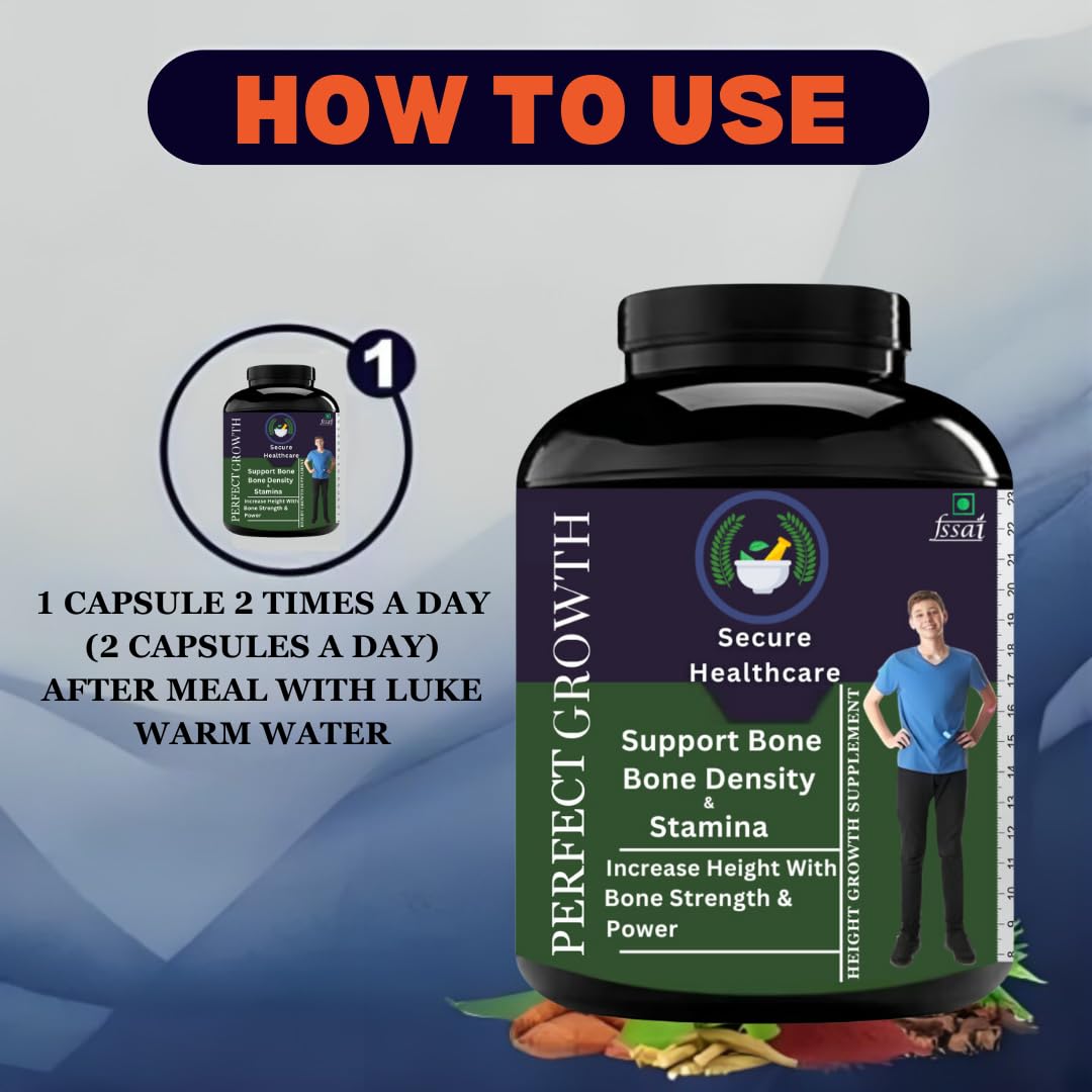 Perfect Growth Height Incresae Herbal Height capsules Natural & Pure (30 Capsules) Pack 1 : Amazon.in: Health & Personal Care