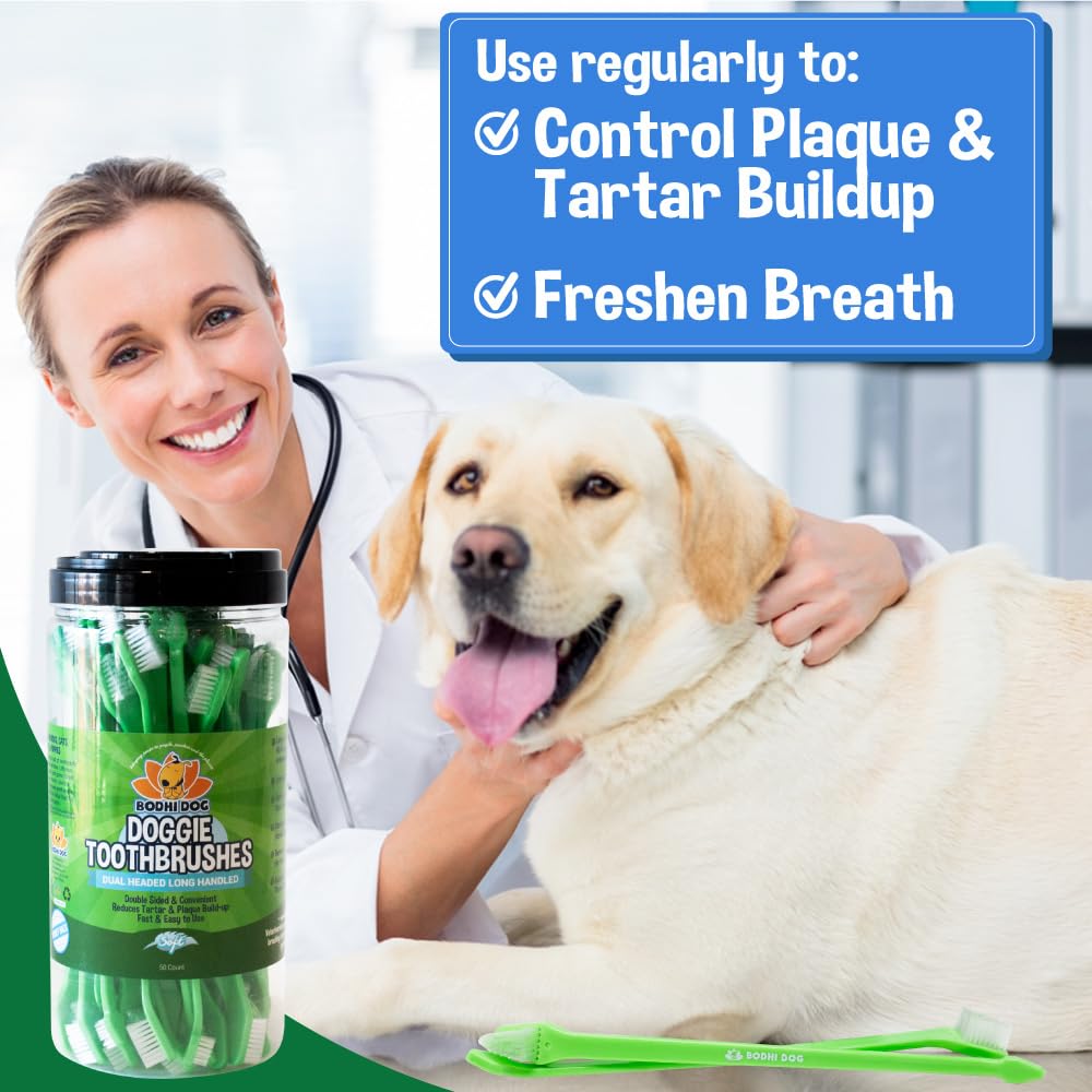 Bodhi Dog Cepillo de Dientes Largo de Doble Extremo para Perros y Gatos, Seguro para Mascotas, cerdas súper Suaves para el Cuidado Dental y Oral de Mascotas y encías