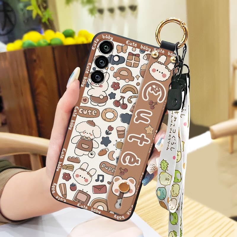 lulumi-Phone Case For Samsung Galaxy A25 5G/SM-A256E/B/U, Phone Holder Kickstand protective Dirt-resistant ring Anti-knock Wrist Strap Back Cover Durable Shockproof Lanyard Cute