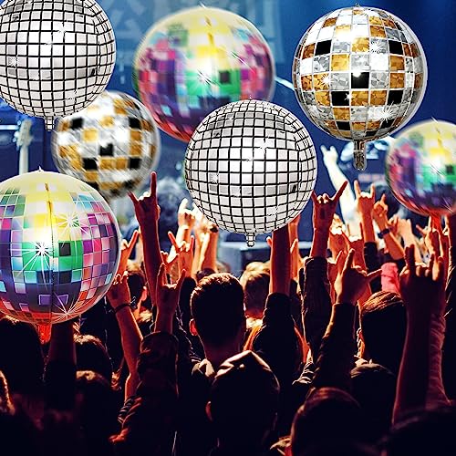 Disco Ball Balloons, Kaluofan 12PCS Disco Balloons, 22 Inches Helium 4D Colorful Disco Ball Party Balloon, Shiny and Unique - Image 4