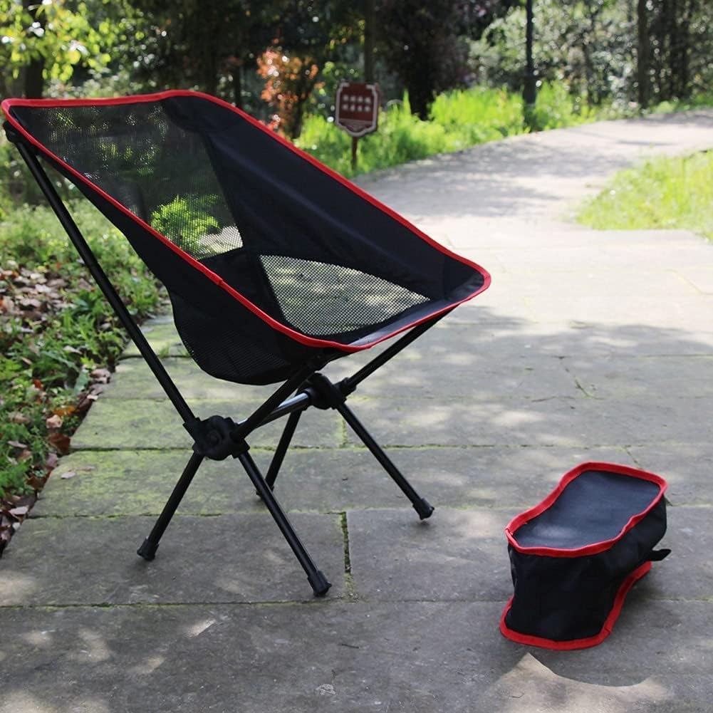 Portable Folding Chair Beach Fishing Seat Folding Chair Ultralight Outdoor Folding Camping Chairs Moon Chair Compression Resistance Adjustable Folding Chair(B)