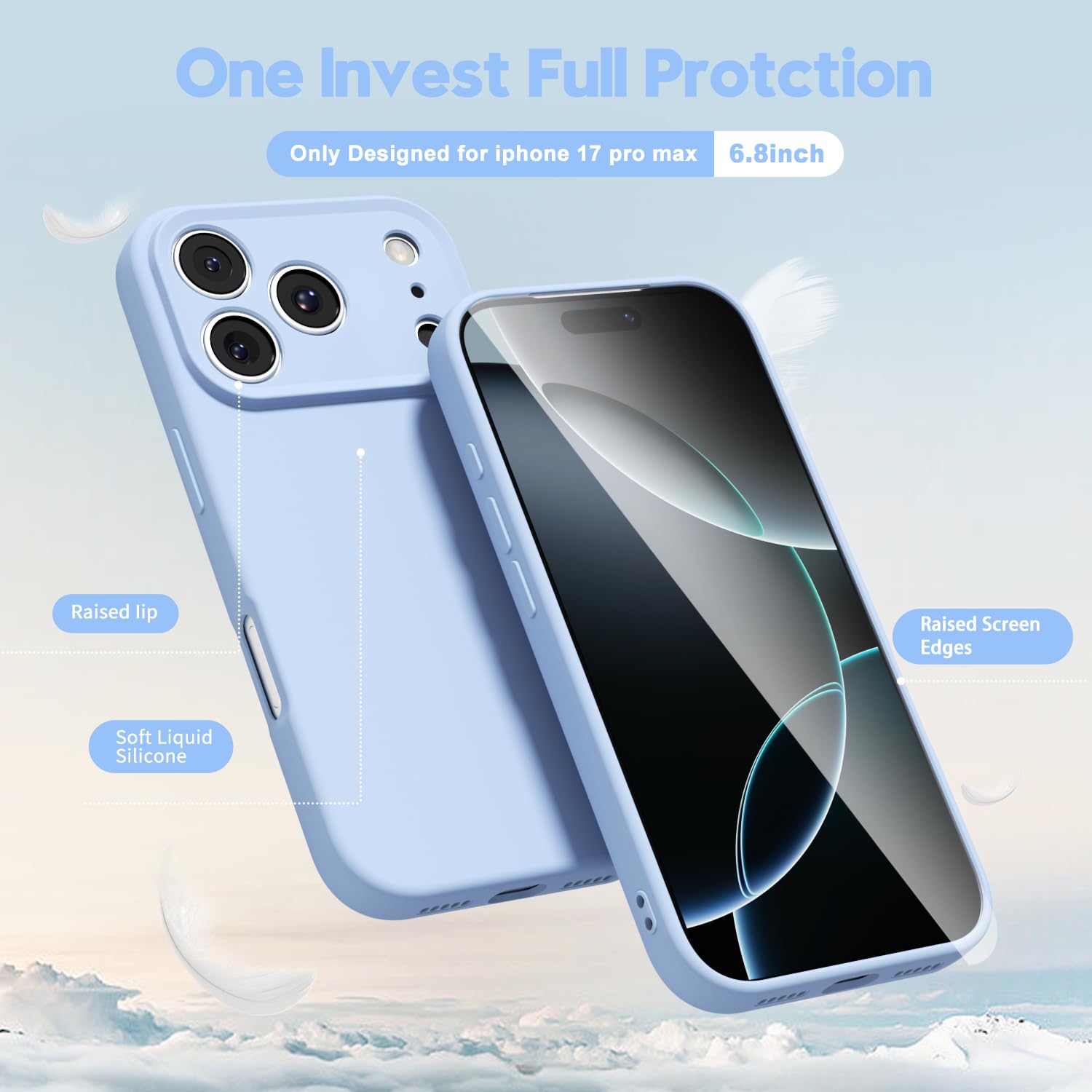 oakxco for iPhone 16 Pro Max Case Liquid Silicone, Soft Rubber Gel Elegant Aesthetic Basic Simple Cover, Cute Thin Slim TPU Matte Solid Color Plain Smooth Case for Women Girl, Light Pink — view 1628