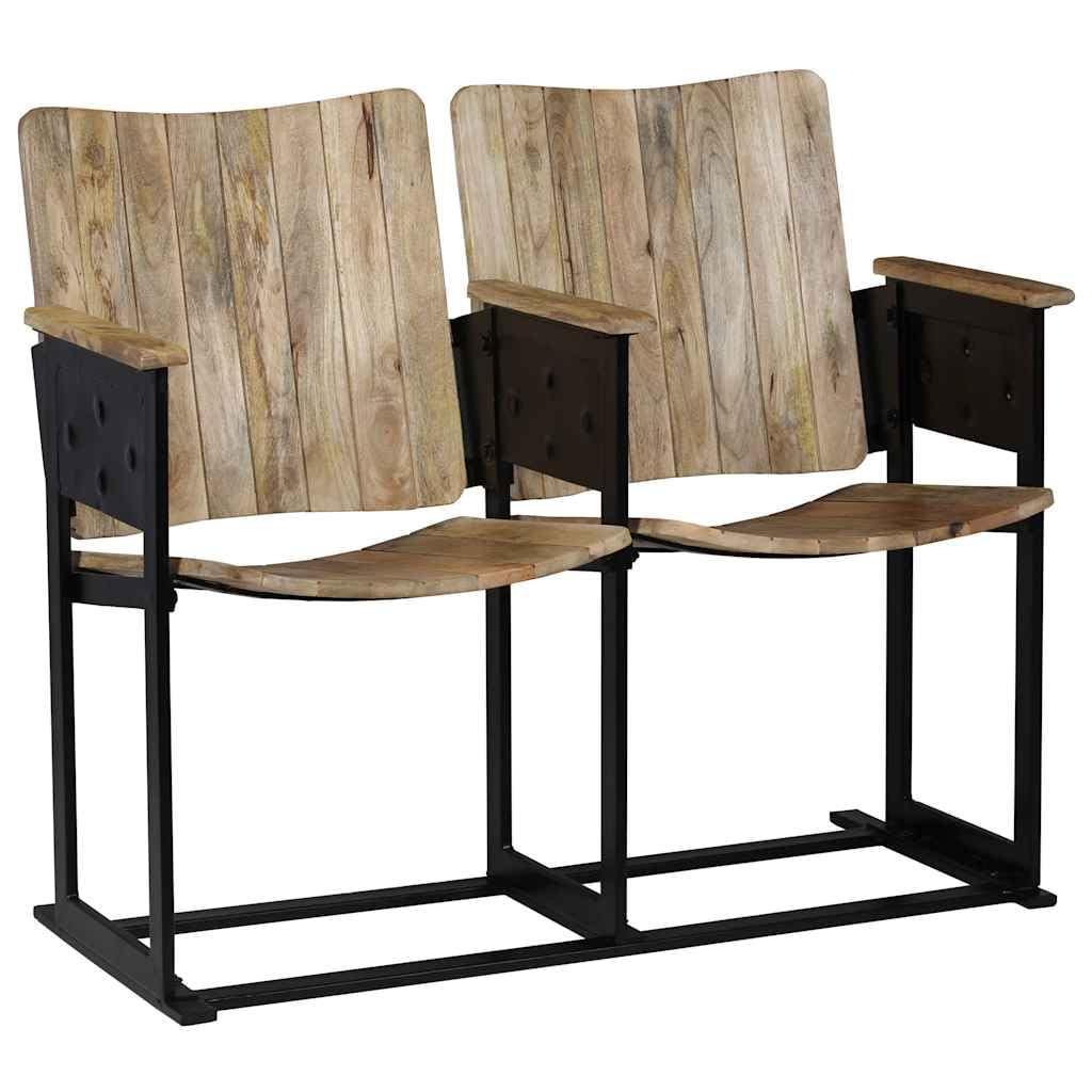 vidaXL Legno Massello di Mango e Acciaio Panca 2 Posti 102x55x83 cm Sedile