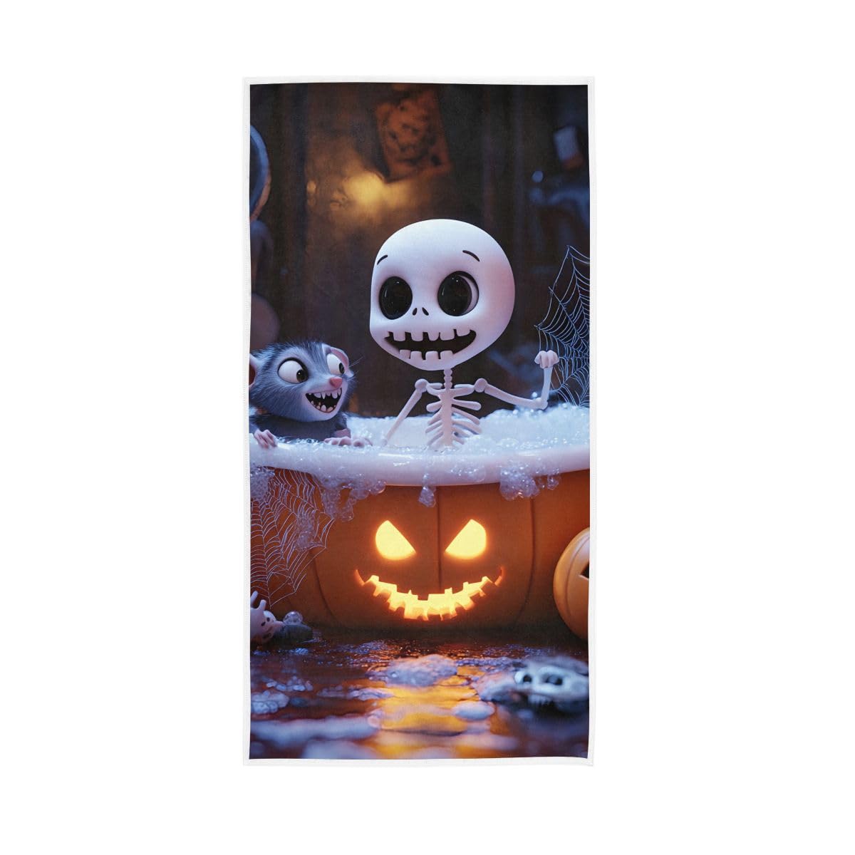 HUYGD Halloween Skeleton in Bathtub Hand Towels, Shower Towels for Bathroom, Gym, Hotel, Spa 15 x 30 Inches