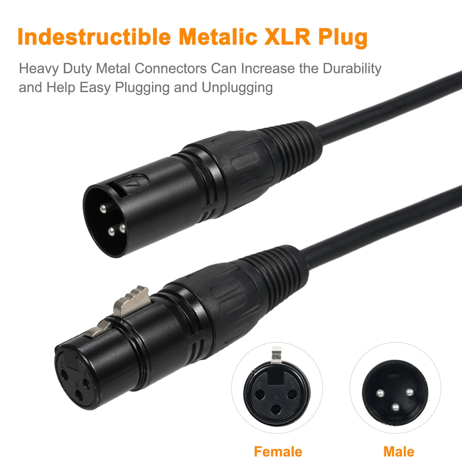 Yosoo Health Gear 10PCS Cable de Señal de Escenario PVC XLR Macho a Hembra Cable 1m Negro 3 Pines Plug and Play para Iluminación de Escenario Sistemas de Sonido Micrófono Uso en Estudio en Casa