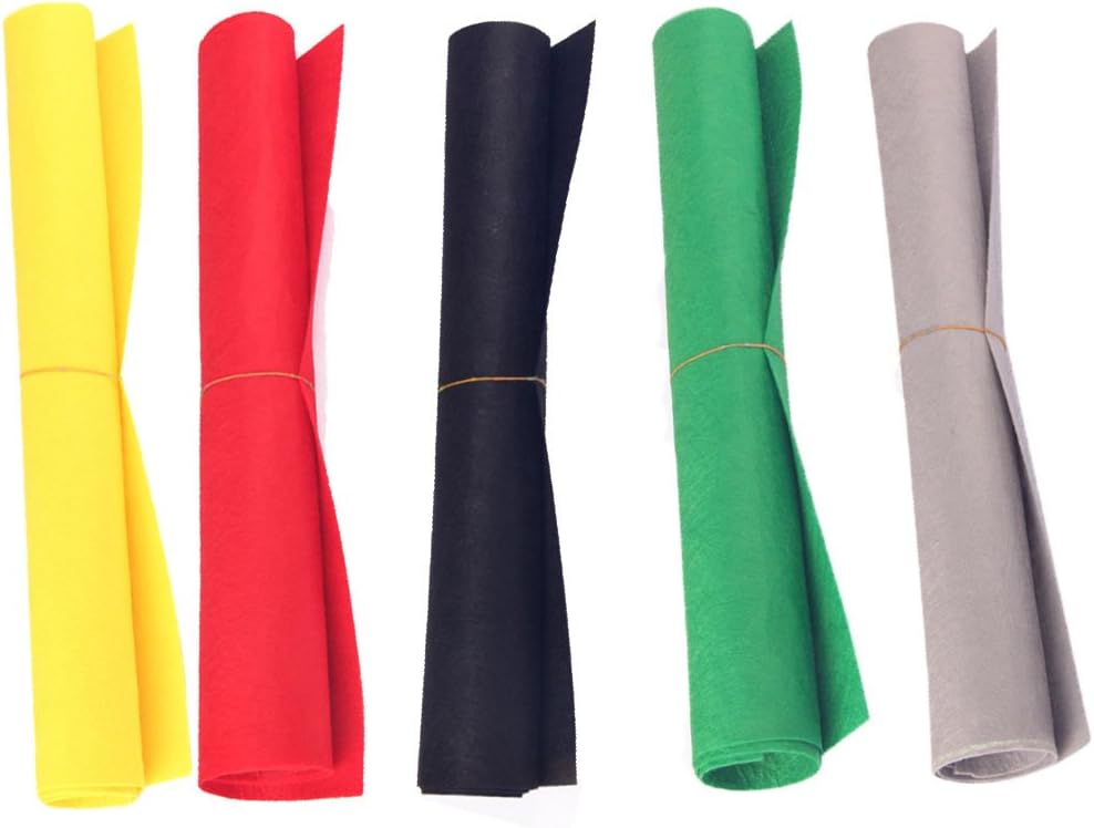 COSORO 5pcs Large Felt Sheets - 50x40cm Nonwoven Acrylic DIY Craft Work Patchwork Sewing Material Assorted 5 Colours(Light Grey,Yellow,Red,Black,Grass Green)