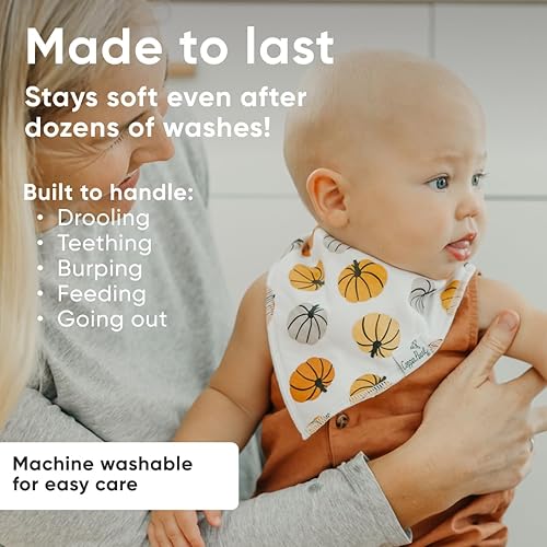 Miniatura 9 de Copper Pearl Baberos tipo bandana para bebé, paquete de 4 baberos de algodón suave para babear y dentición, baberos absorbentes para bebés niñas y