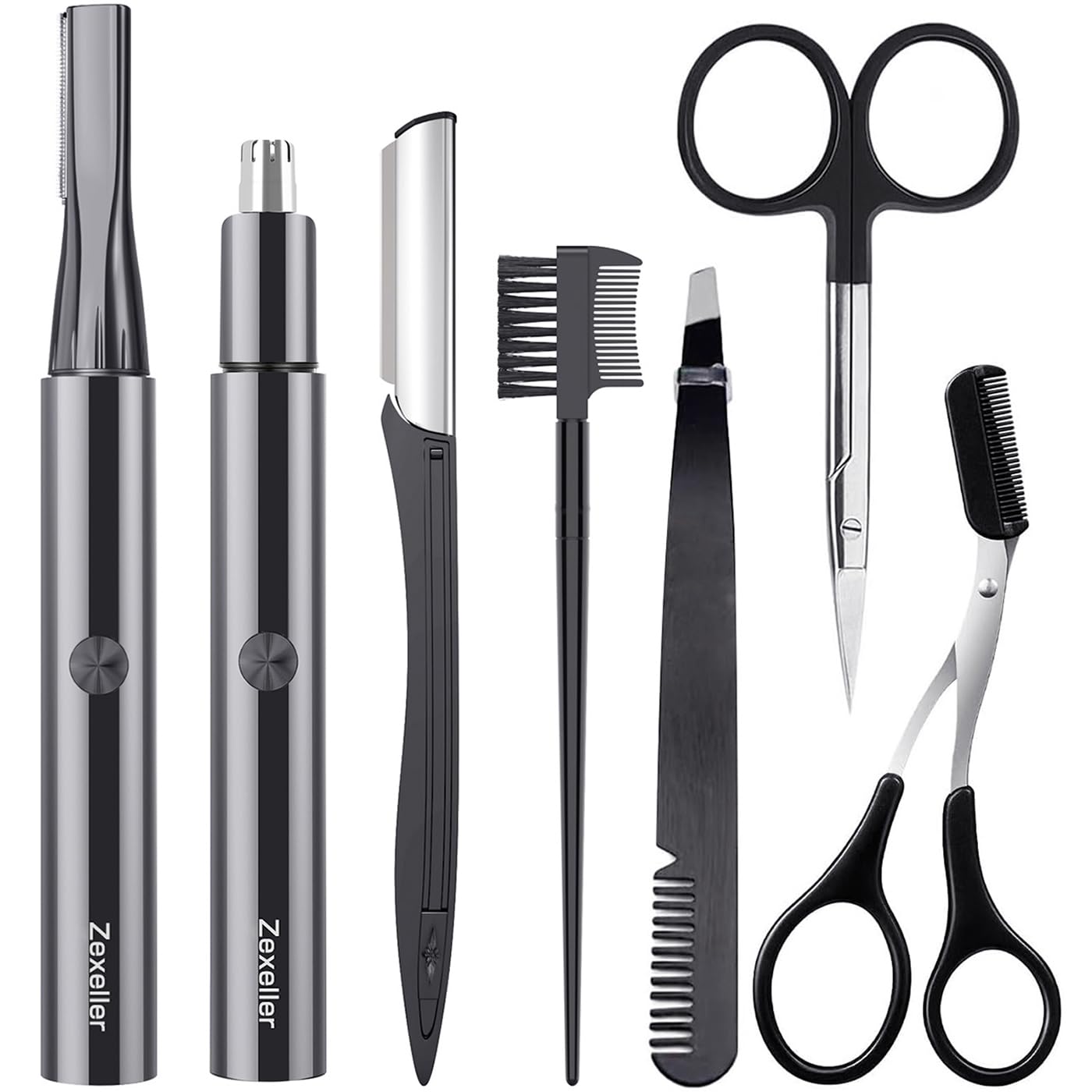 Electric Nose Hair Trimmer Eyebrow Trimmer for Men Women, 7-in-1 Painless Facial Grooming Kit, USB Rechargeable IPX7 Waterproof Precision Trimmer for Nose Ear Eyebrow Beard Body Hair