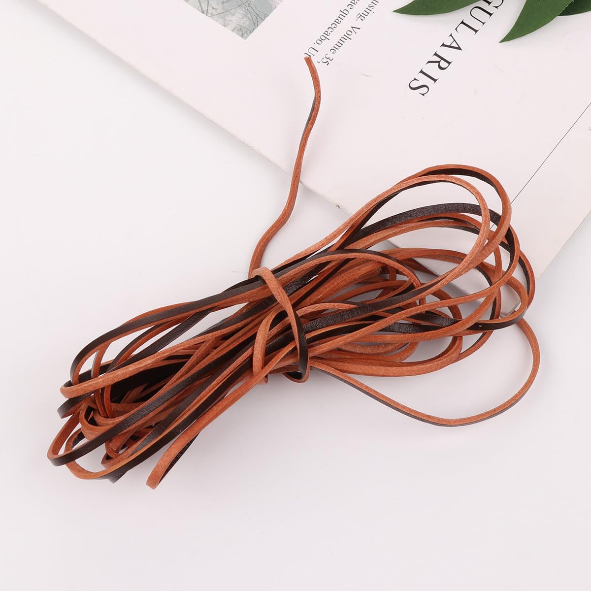 3Mm Flat Cowhide Leather Cord Rope for Jewelry Making, Light Brown 5 Meters DIY Bracelet Necklace Craft Supplies