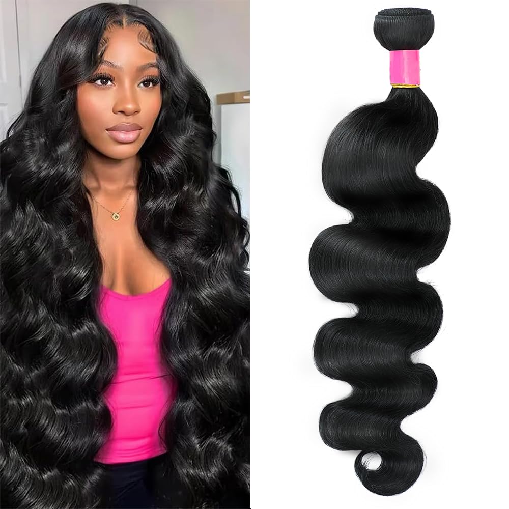12A Human Hair Bundles Body Wave 22Inch One Bundle 100% Unprocessed Brazilian Virgin Hair Bundles Double Weft Weave Body Wave Human Hair Natural Black Color