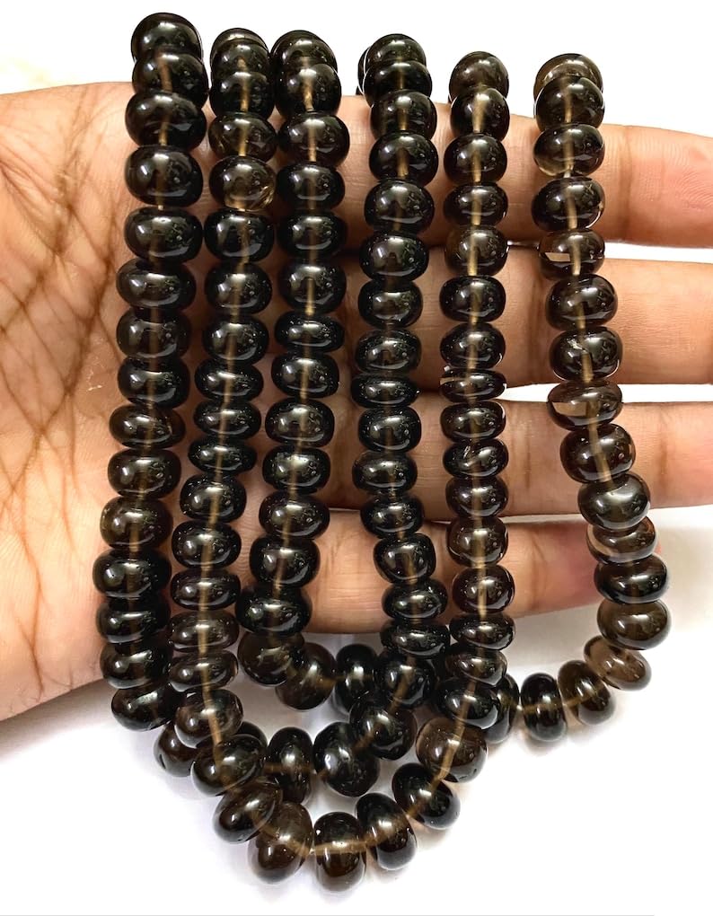 Perles en quartz fumé naturel 6x9mm pour fabriquer vos bijoux d'été