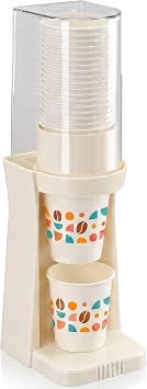 Cup Dispenser for 7oz Disposable Paper Plastic Cups, Wall Mount & Desktop Cup Holder, 30-Cup Pull Type Organizer for Water Cooler, Office, Home, RV, Gym White