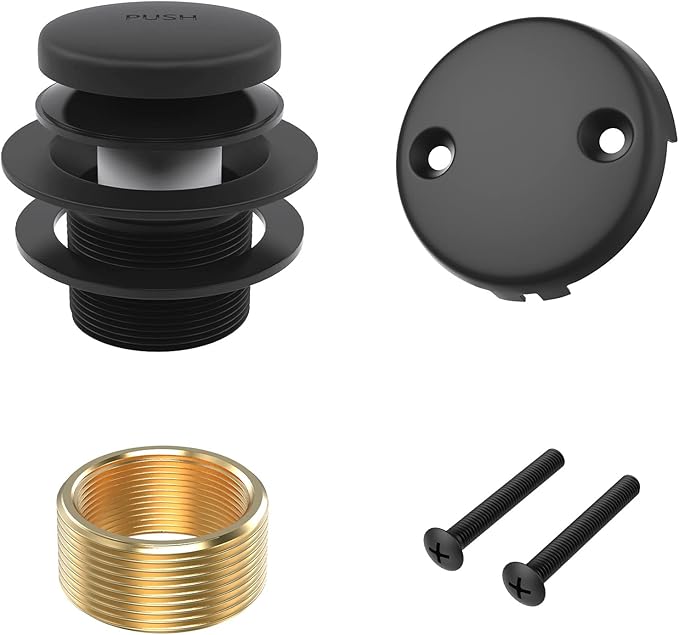 Matte Black Bath Tub Drain and Overflow Kit, Universal All Metal Tip