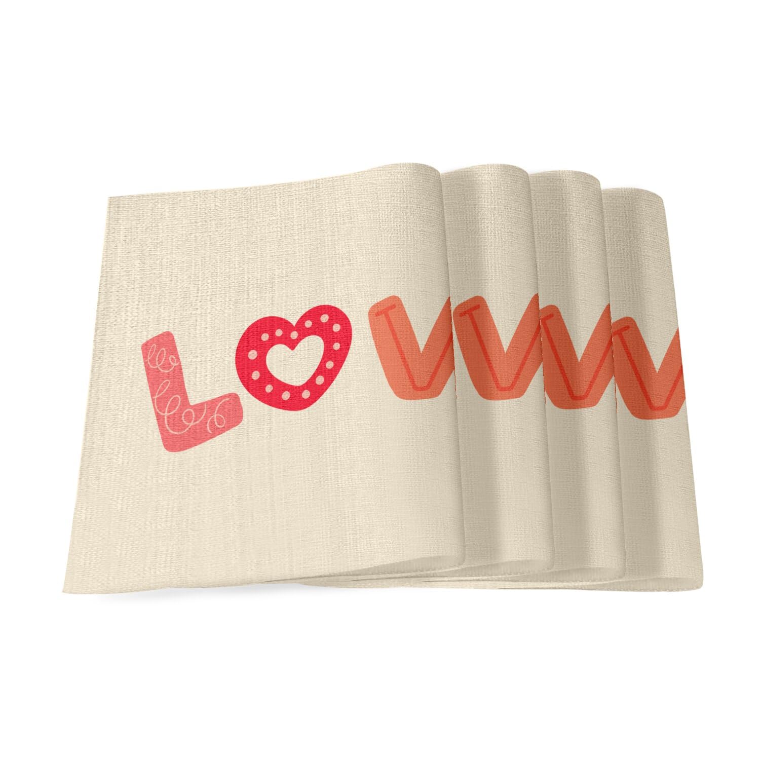 Set de table en lin mignon motif Love, une idée cadeau de crémaillère