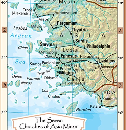 Early Spread Of Christianity And The Seven Churches Of Asia Minor - Wall Map Poster 36"X18" Paper #TOP1