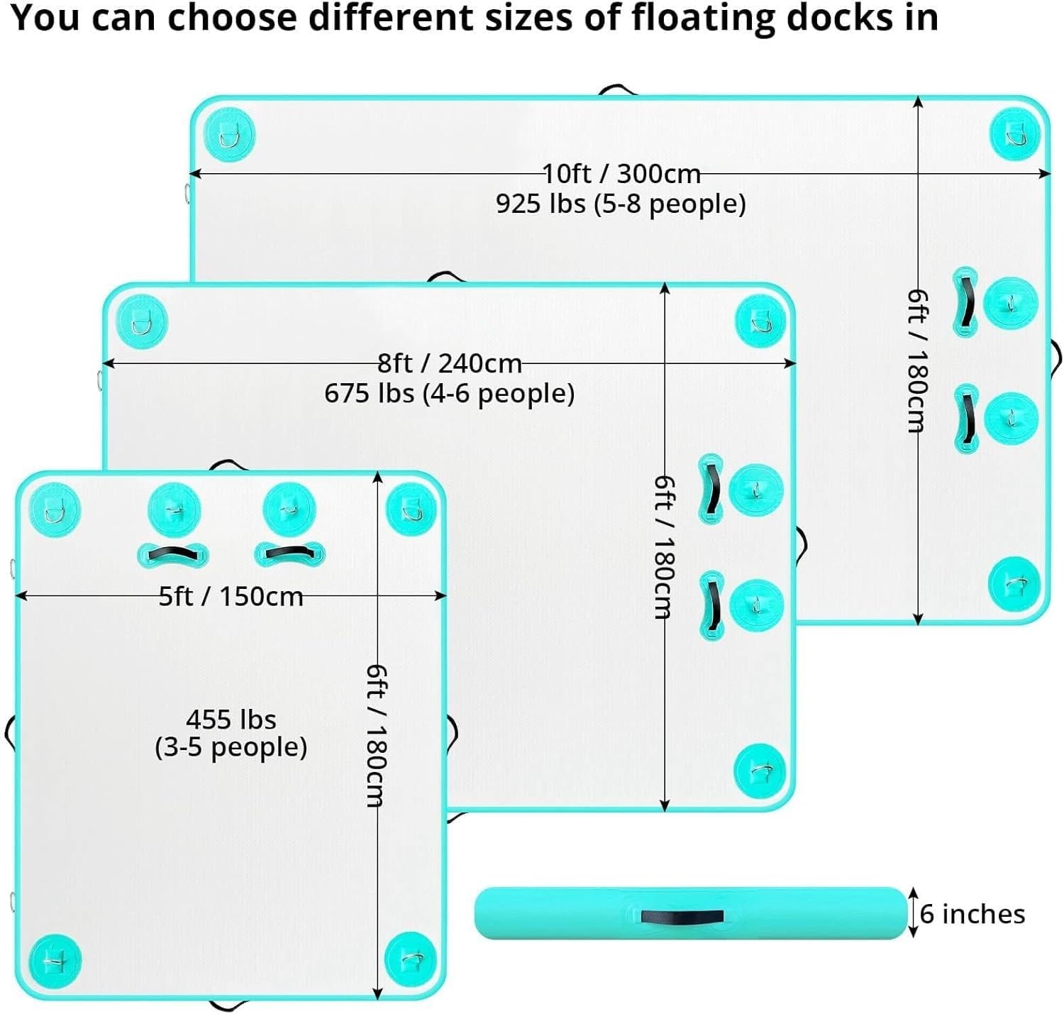 Quai gonflable flottant avec plateforme antidérapante robuste, échelle amovible, pompe à air pour la natation et les activités aquatiques