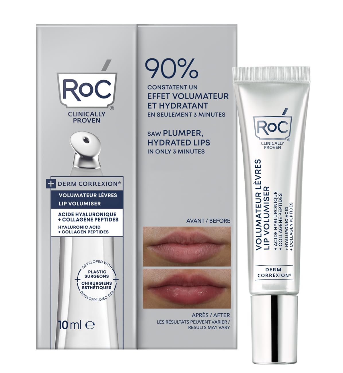RoC Derm Correxion Lip Volumizer | Plumping Balm with Hyaluronic Acid & Collagen Peptides | 10 ml