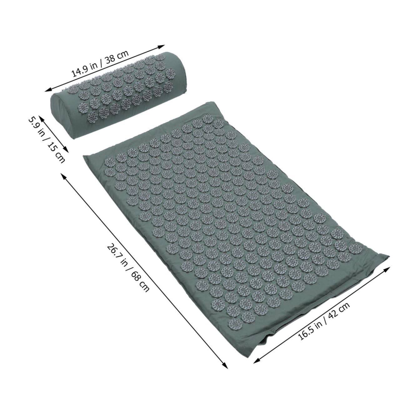 OUNONA Ensemble 2 Tapis de Massage Shiatsu et Coussin D’acupression Gris, Antidérapants et Lavables, Stimulation des Points D’acupuncture pour Détente Musculaire, Relaxation et Sommeil,