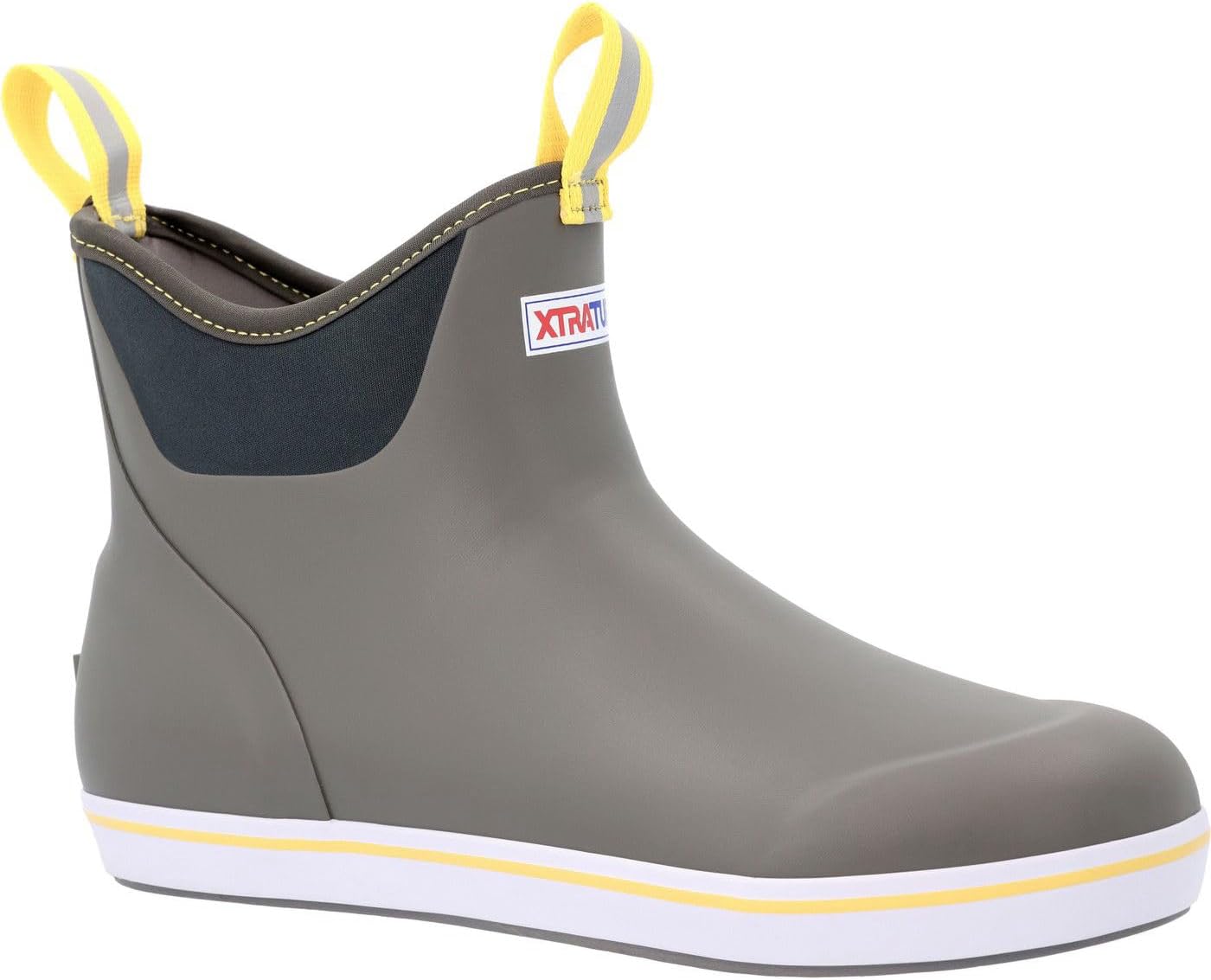 XTRATUF 6” Men’s Ankle Deck Boot - Lightweight, 100% Waterproof Rubber Footwear - Non-Marking, Slip-Resistant Outsole - Moisture-Wicking Liner