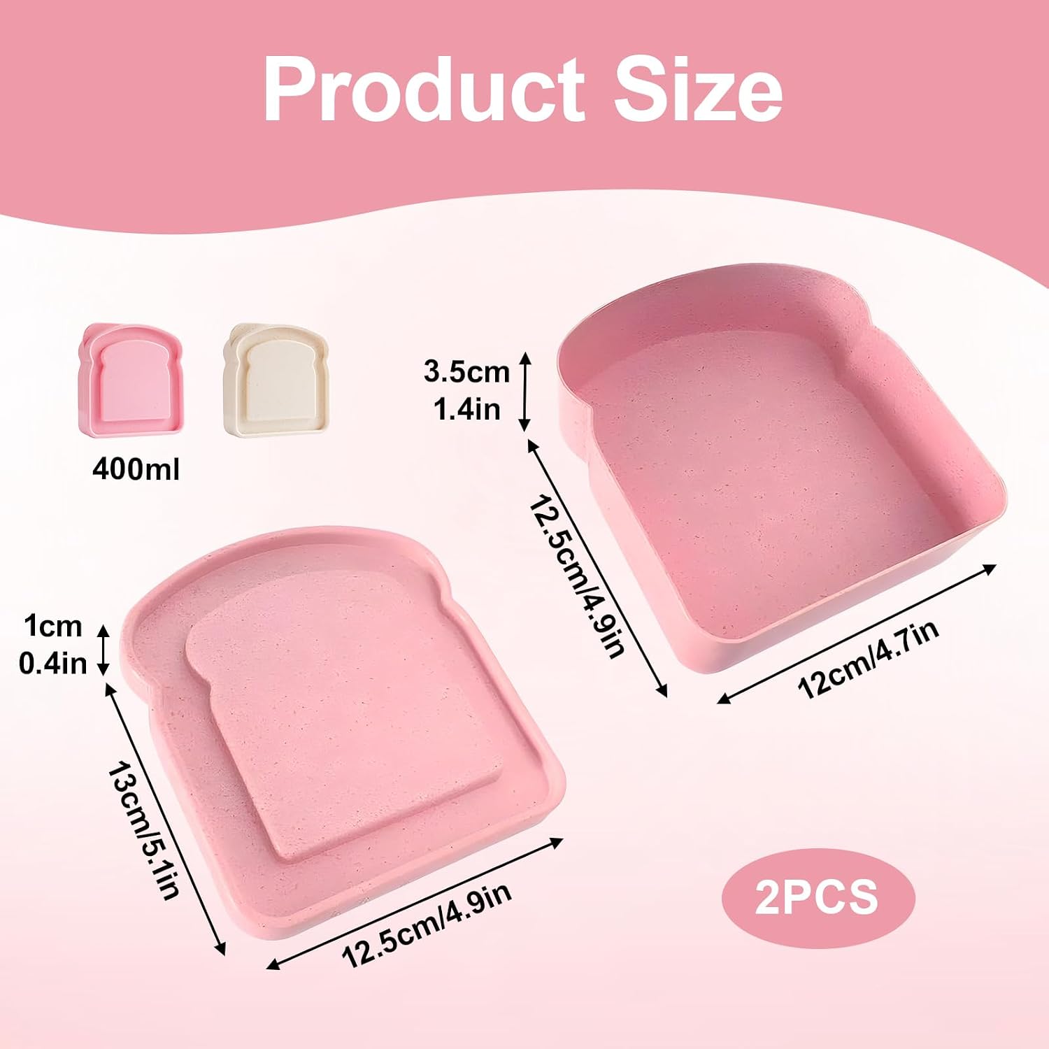 2-Piece Sandwich Containers For Lunch Boxes,Sandwich Box Container,Sandwich Holder,Sandwich Tupperware Are Reusable,With A Lid,Bpa-Free, Microwave Safe,Suitable For Home,Adults,Office, And Camping