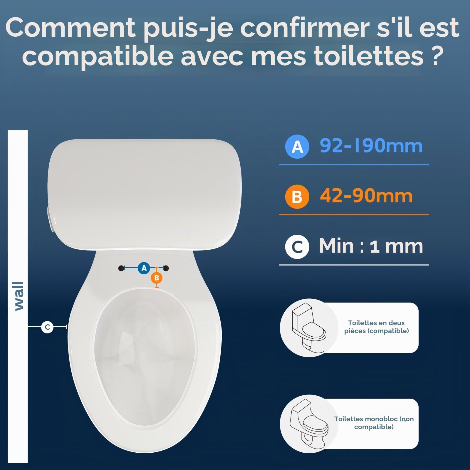 SAMODRA Bidet Toilette Gauche non électrique avec Double Buses Rétractables Autonettoyantes - Nettoyage Avant et Arrière - Bidet Japonaise WC Facile à installer et à utiliser