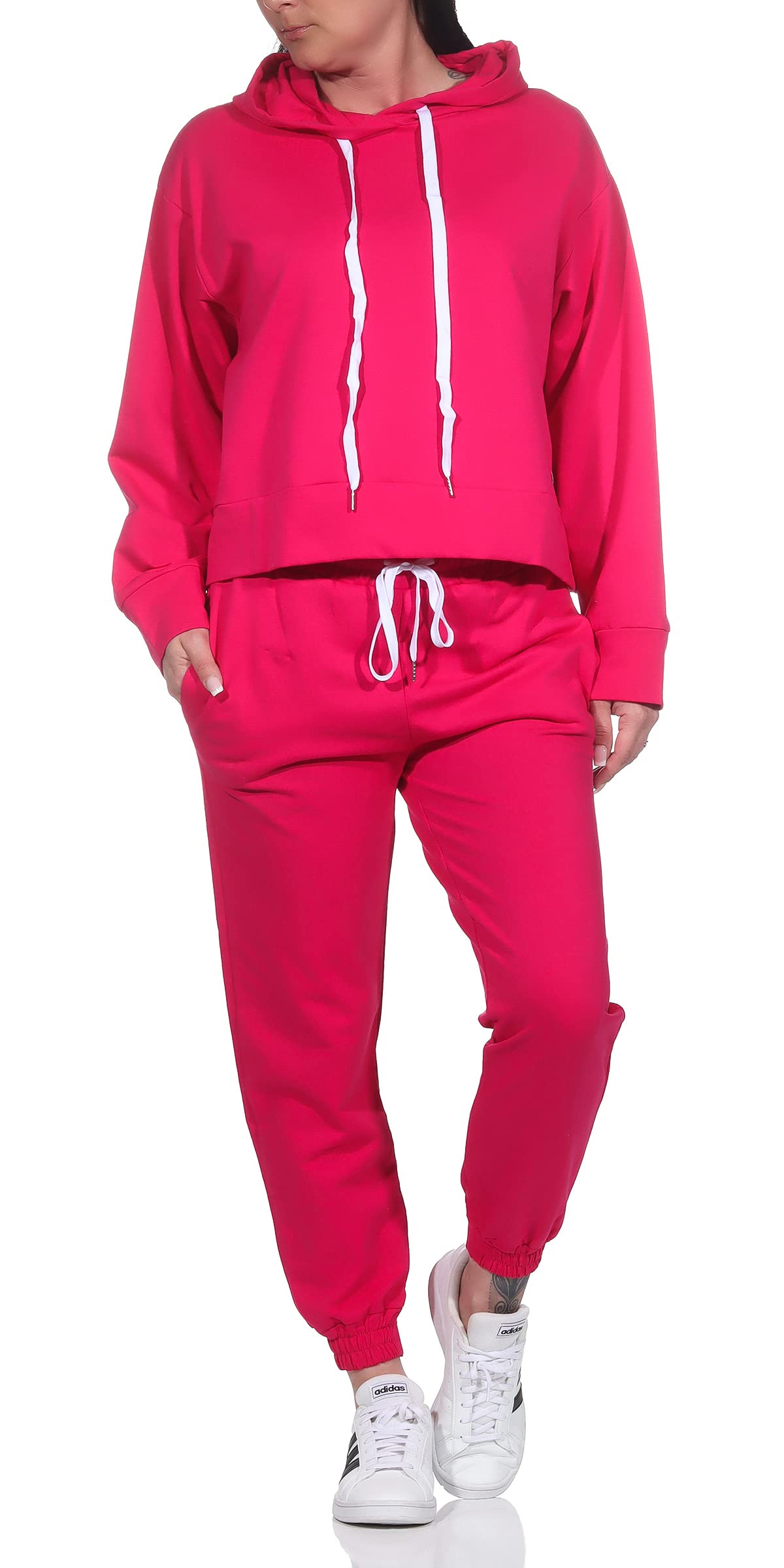 Damen Jogginganzug Zweiteiler für Freizeit und Sport Trainingsanzug Hausanzug Hoodie und Hose 83991