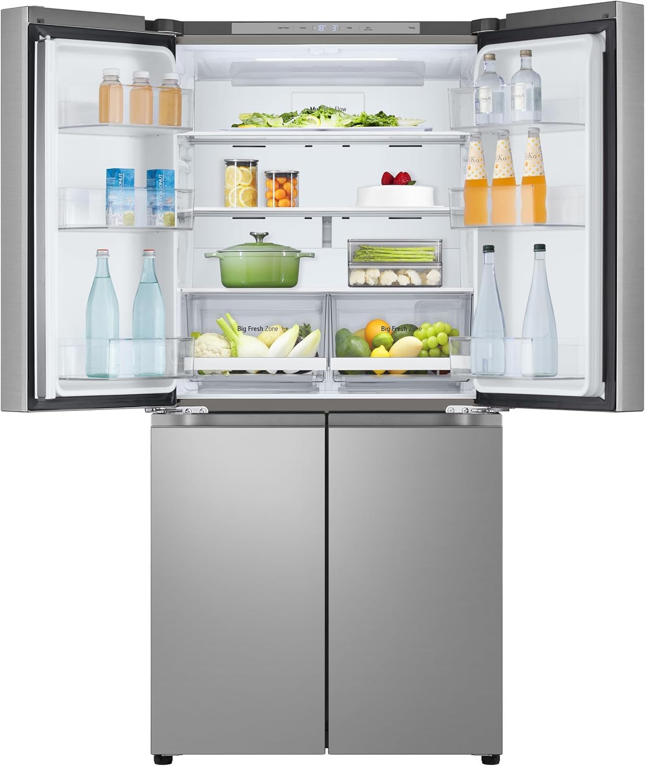 LG GMB860PYDE Frigorifero Multidoor Slim, Frigorifero 4 Porte Classe E, 530L, Wi-Fi, Linear Cooling, Smart Diagnosis, Compressore Smart Inverter, Total No Frost, Design porte piatte, Prime Silver
