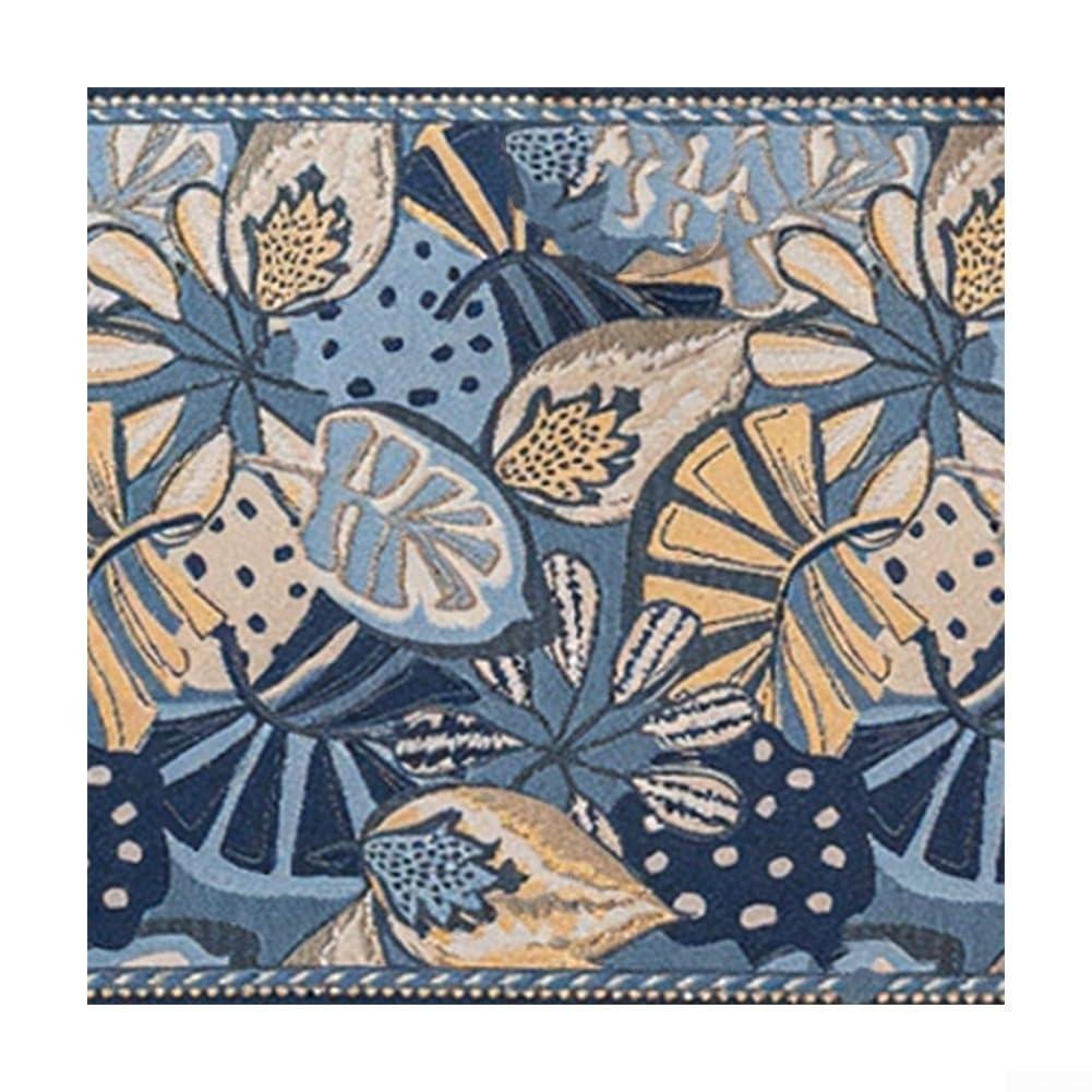 Tavolo jacquard con nappe, 35 x 180 cm, elegante ciniglia, decorazione per sala da pranzo, festa di nozze, camino, comò, bancone della cucina (35 x 120 cm, blu)