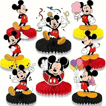 Cartoon Birthday Decorations, Cute Honeycomb Table Centerpiece, 3D Table Decorations Birthday Party Supplies Party Decorations Black
