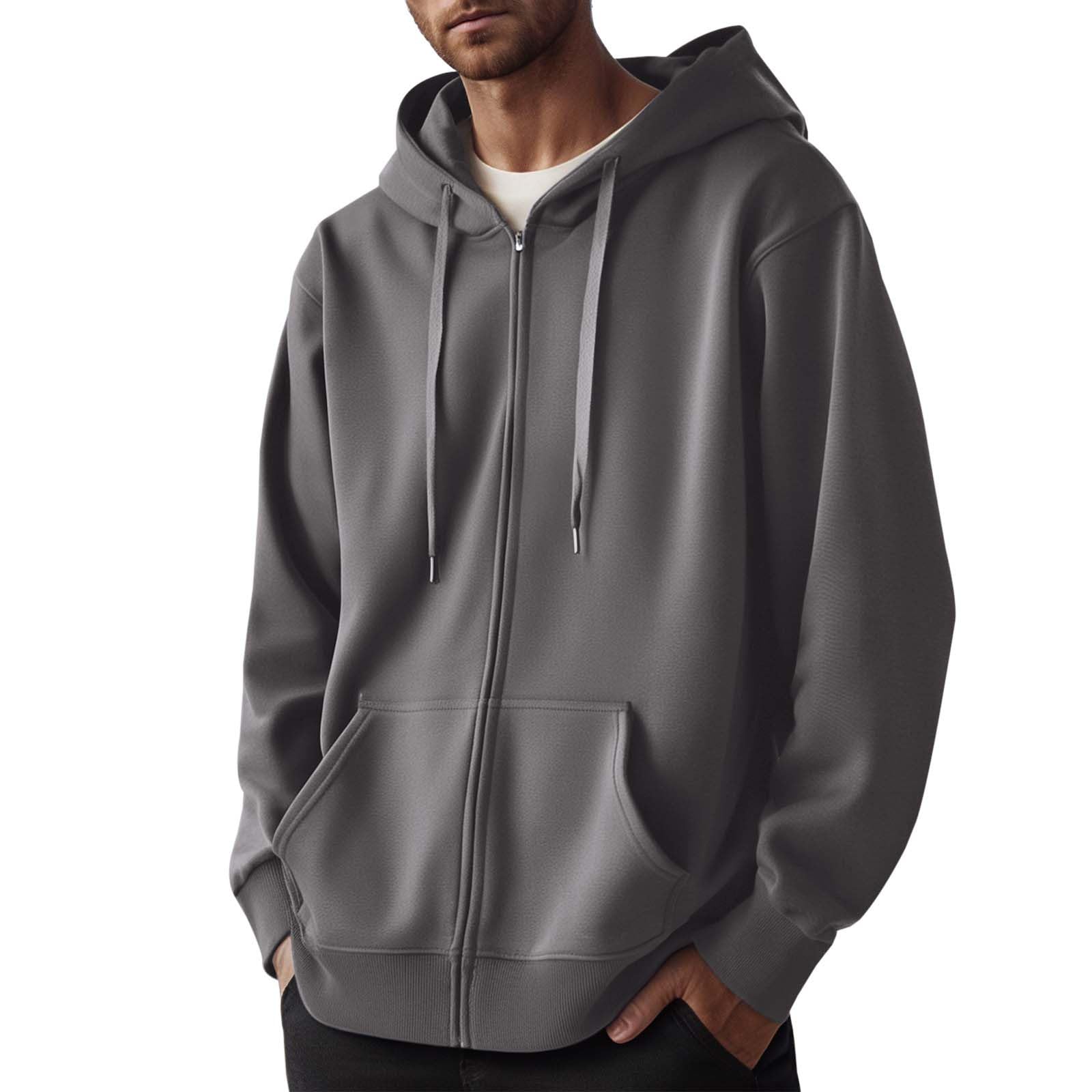 Generisch Felpa con cappuccio da uomo a maniche lunghe, con coulisse e tasca a marsupio, in pile pesante per le giornate fredde, casual, per tutti i giorni e il tempo libero, tinta unita, disponibile