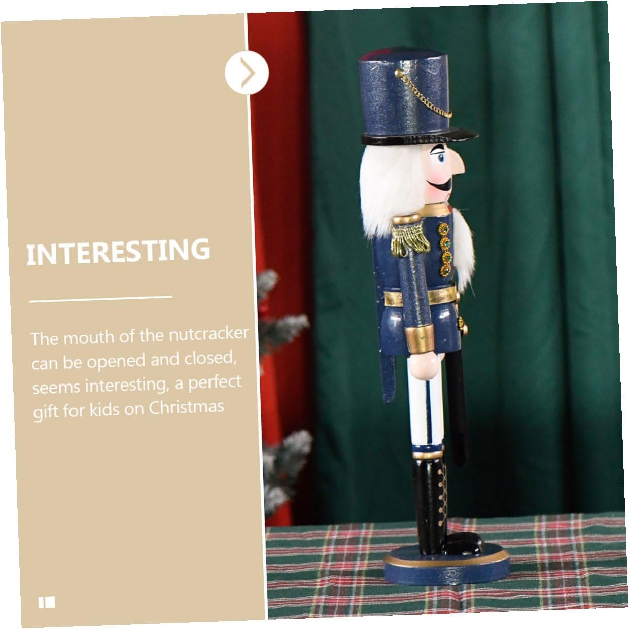 Wooden Christmas Nutcracker Figurine 38cm Traditional Blue Soldier Puppet Desktop Holiday Decor for Festive Home Decoration