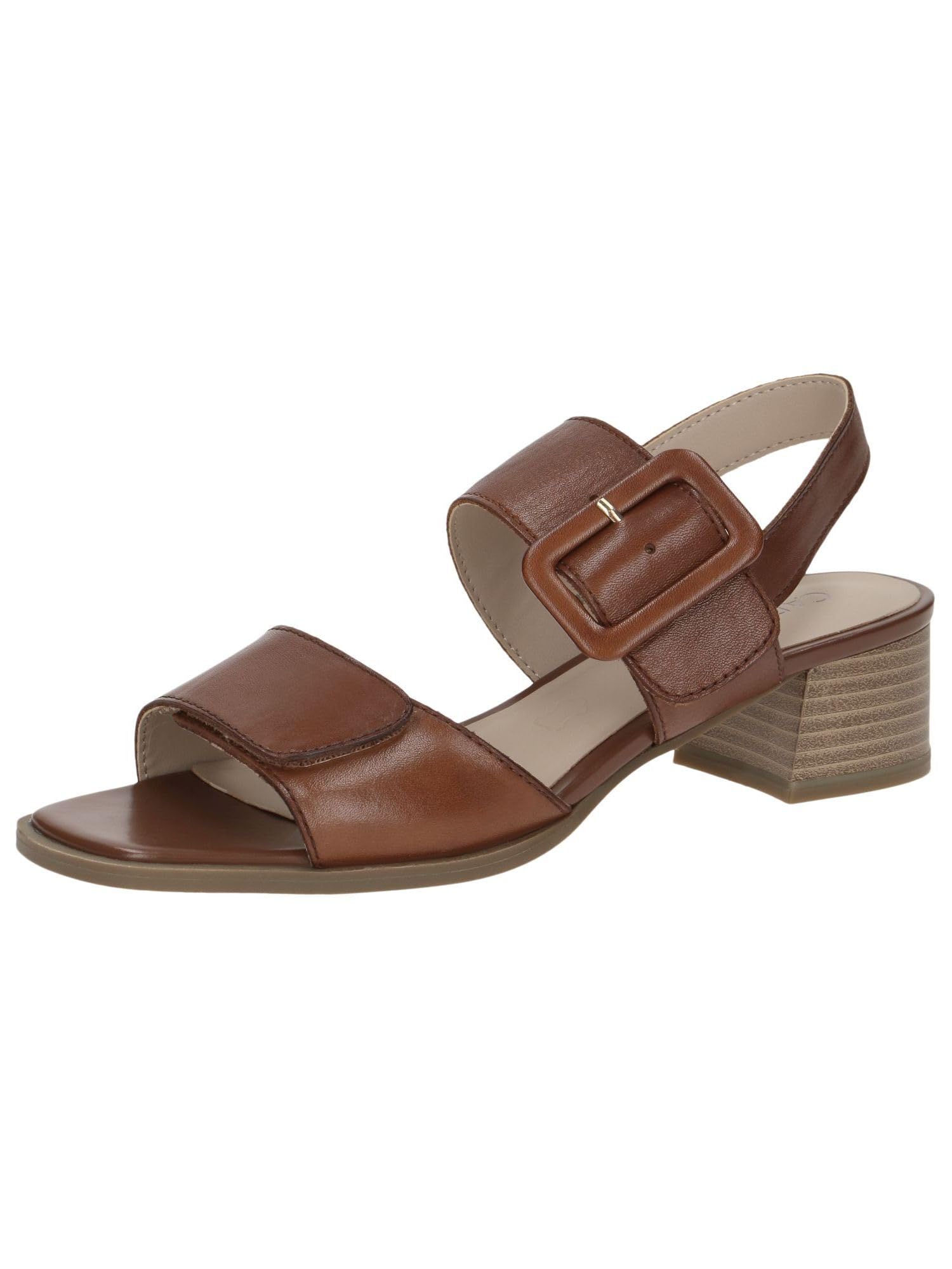 CAPRICE Women's Leather Heeled Sandals Elegant, Brown (Cognac Nappa), 6.5 UK