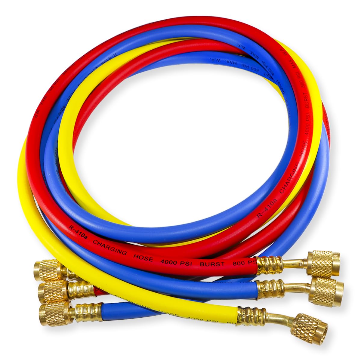 GOLDMAN SERVICE | Set di 3 Tubi di Ricarica ad Alta Pressione per Gas Refrigerante Aria Condizionata R410a | Lunghezza 150 centimetri, 60 pollici