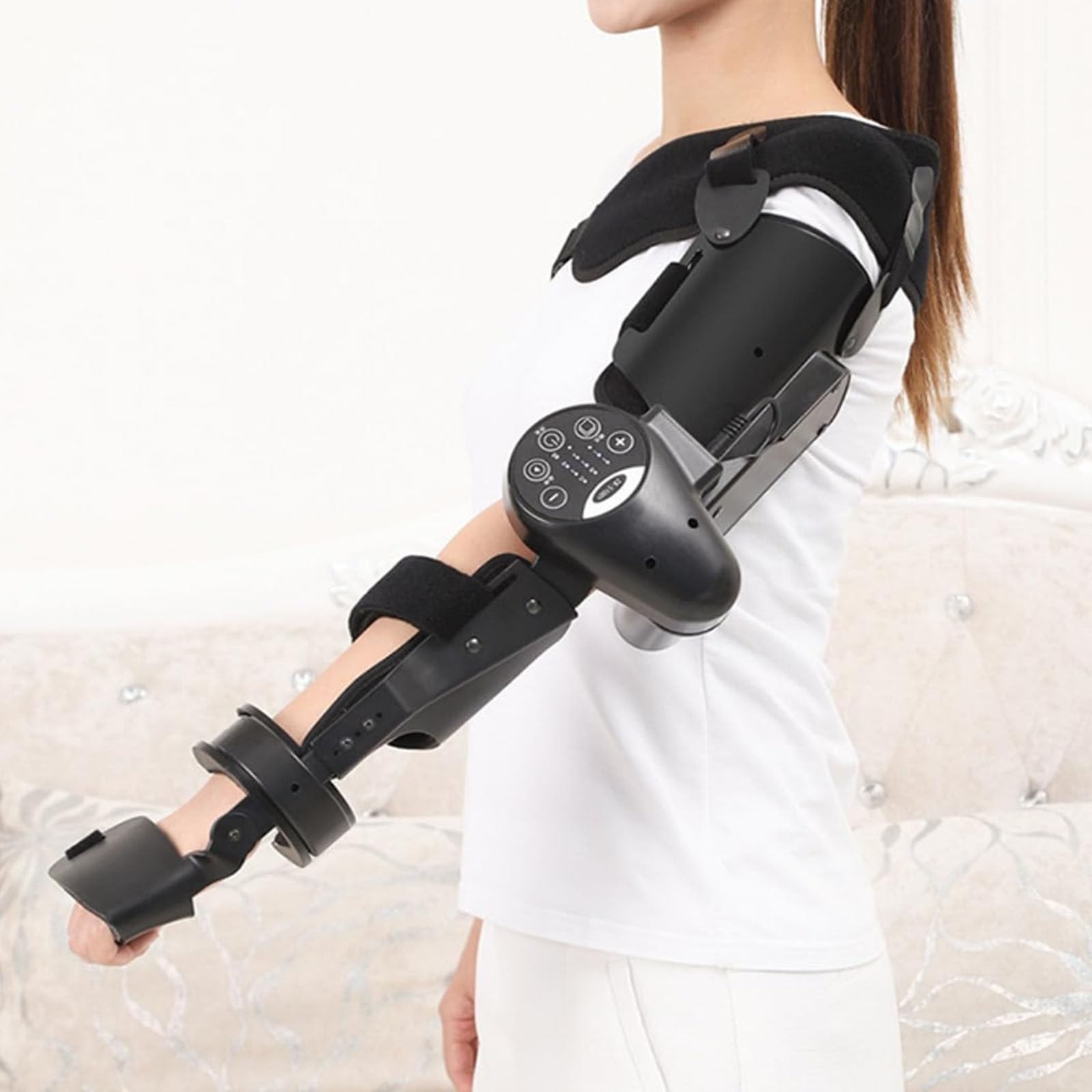 JozyJul Electric Elbow Joint Rehabilitation Device,Elbow Flexion and Extension Trainer,Post Op Elbow Brace Stabilizer Splint for Stroke Hemiplegia Patients Right