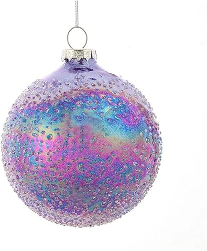 The Bridge Collection ICY - Adorno de bola de lavanda iridiscente, adorno de cristal morado brillante con cuentas para decoración navideña, bola