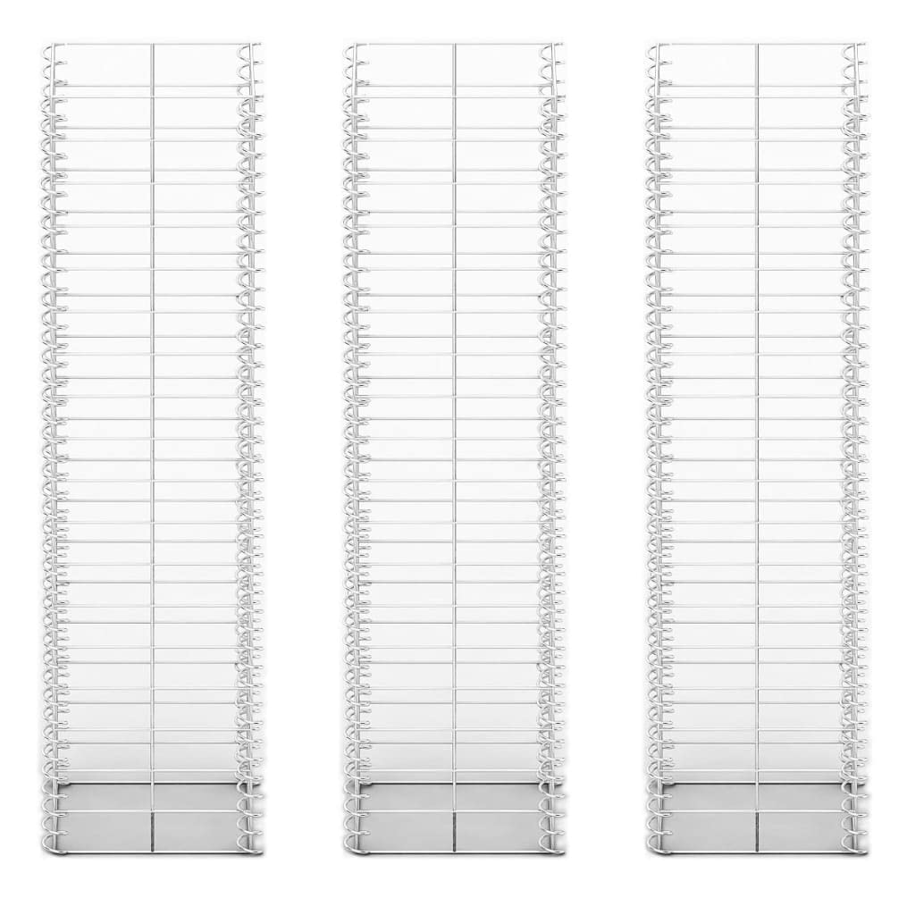 INLIFE Gabionen-Set 3-TLG. Verzinkter Draht 25×25×100 cm,9.1kg,141045