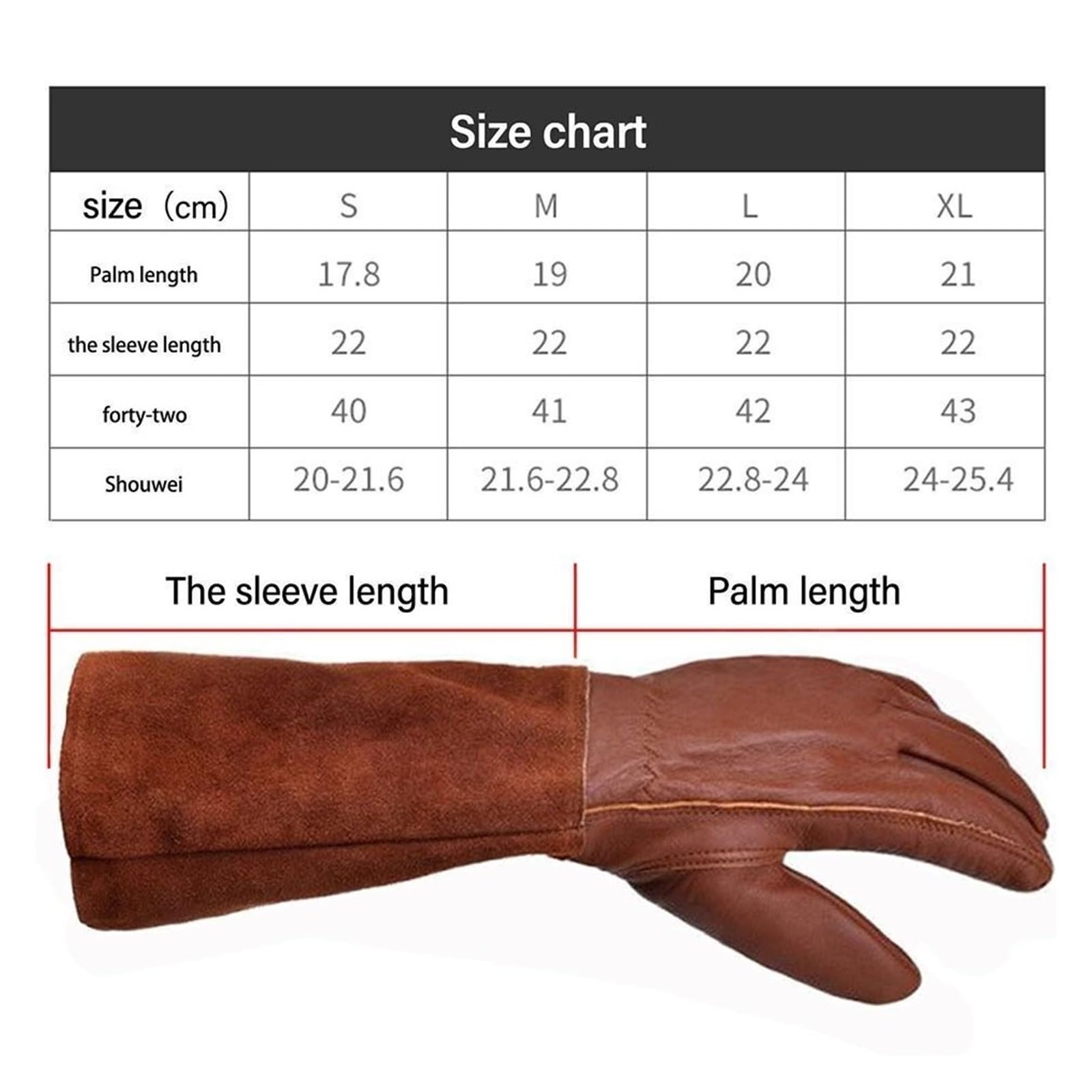 Guantes de jardinería de cuero de tubo largo for poda, varios tamaños(Medium)