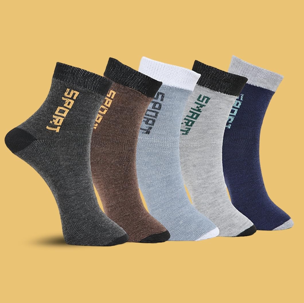mje Ankle Length Socks with Text Design, Multi-Color Pack, Cotton Blend Unisex Women-picture-26